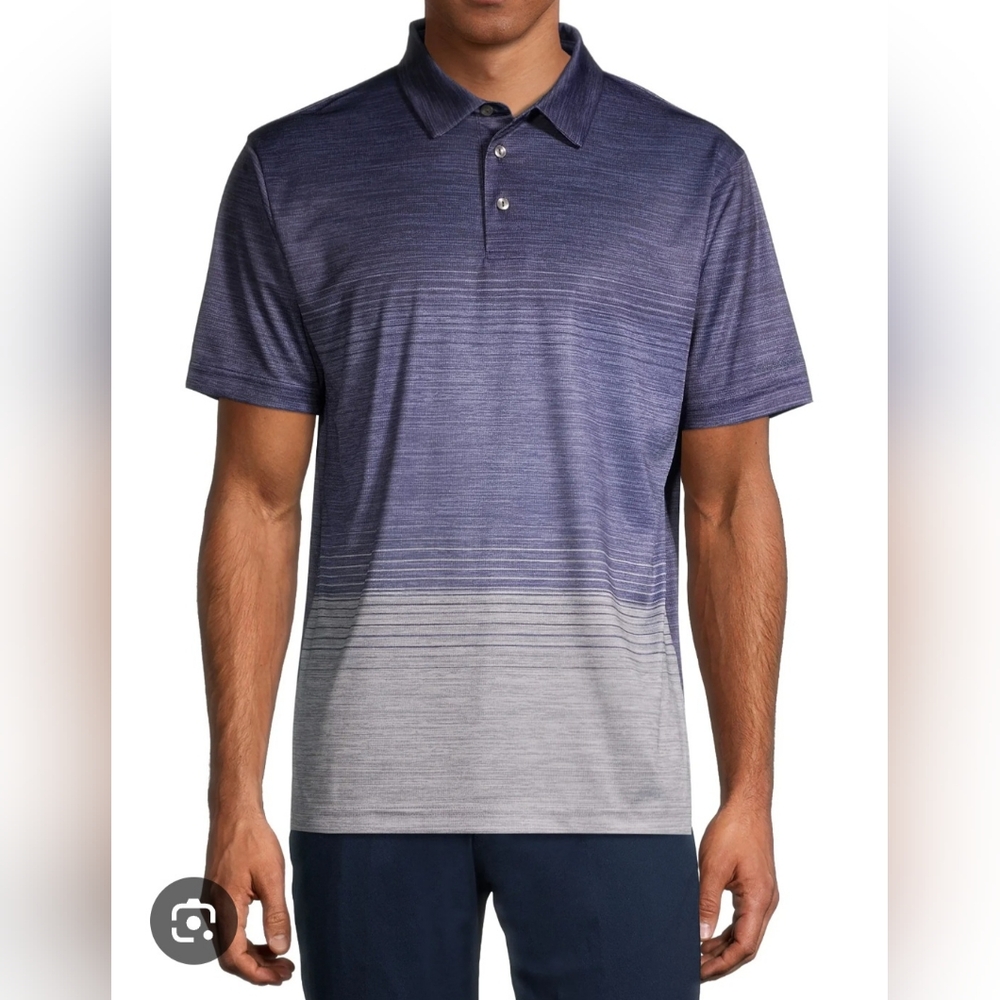 XL Ben Hogan Performance Navy and Gray Relaxed Fit Polo Golf Shirt